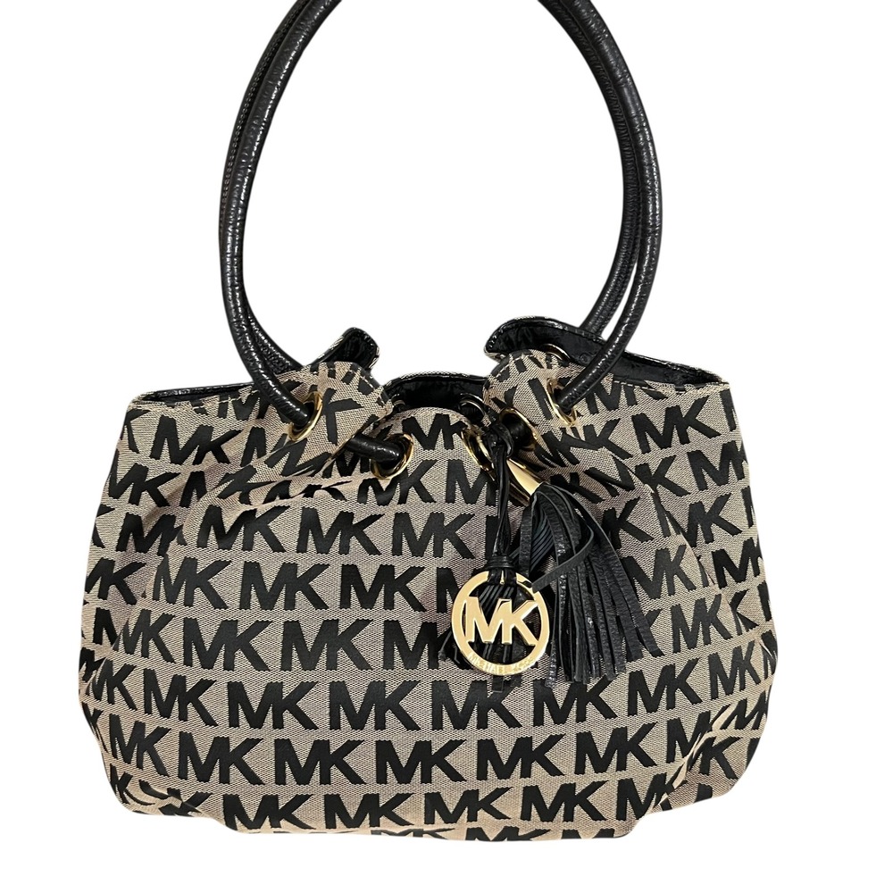 Michael Kors Monogram Drawstring Bucket Bag Gray … - image 4